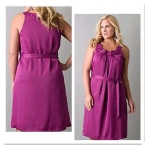 NWT. Lane Bryant purple rufle belted shift dress women's size 28